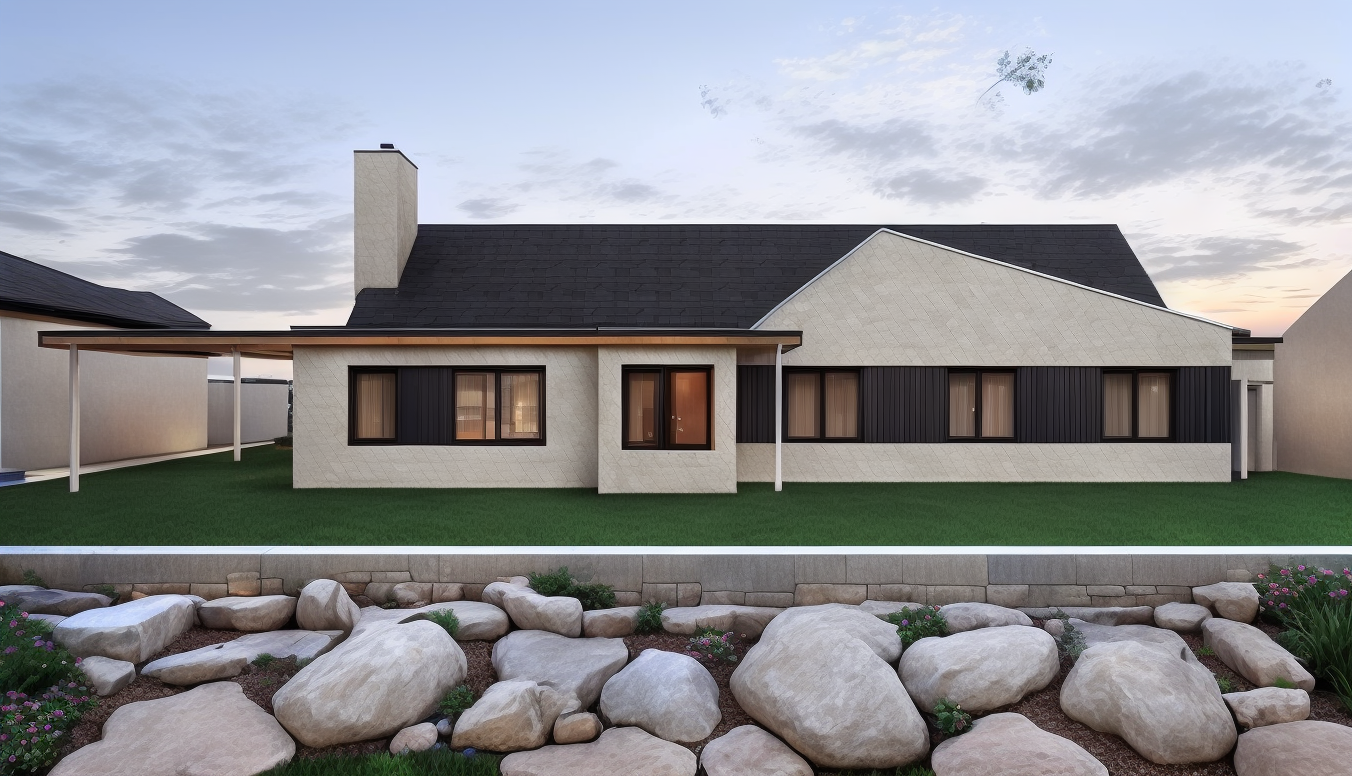 Esdon Architecture. Bungalow CGI render front view, Wiltshire Esdon Architecture. Wiltshire and Hampshire Architect. Rendered image. Bungalow front extension with full internal remodel.