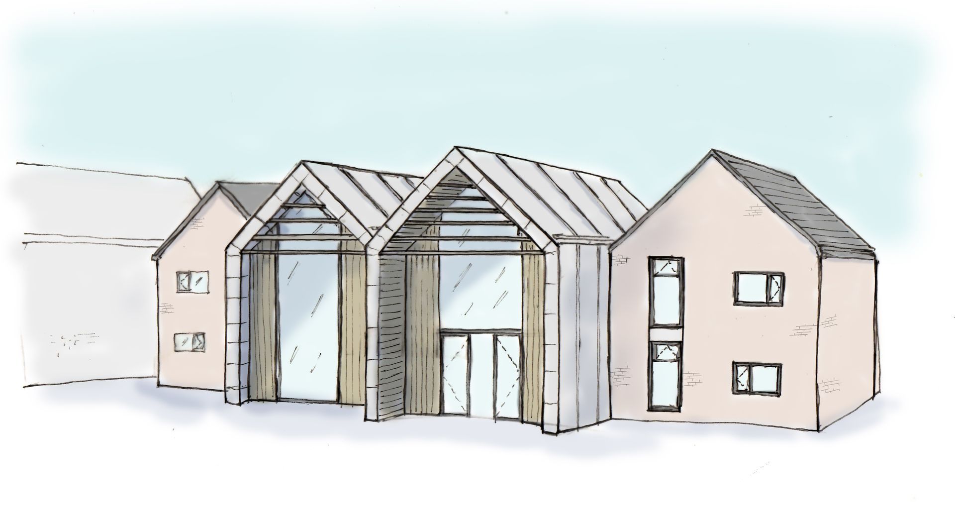 Esdon Architecture. New school block proposals. Wiltshire. Sketch. 