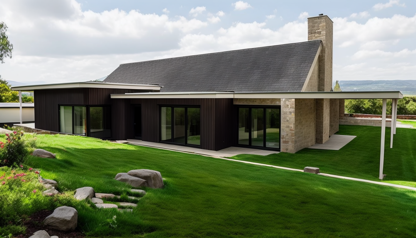 Esdon Architecture. Bungalow render and CGI image. Front extension and interal remodel design Esdon Architecture. Wiltshire and Hampshire Architect. Bungalow remodel and front extension. Planning permission.