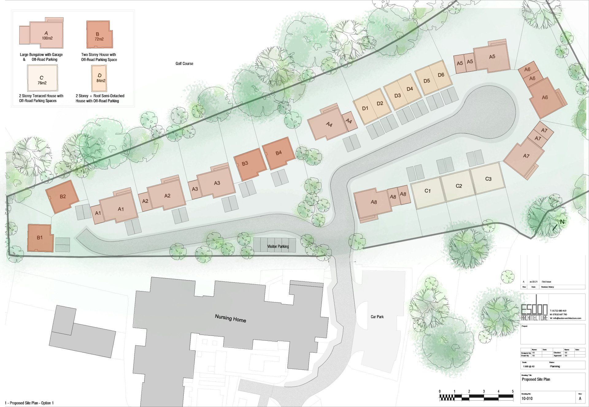 Esdon Architecture. Site planning. Layout of new build estate. Dorset. 