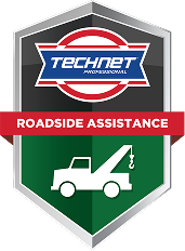 TechNet Professional roadside assistance badge featuring a tow truck icon.