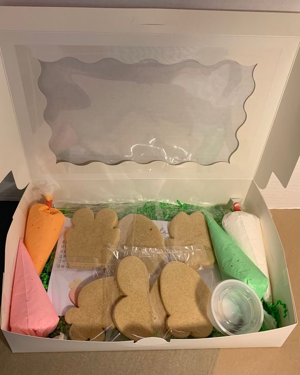 Elegant gift box with decorated cookies