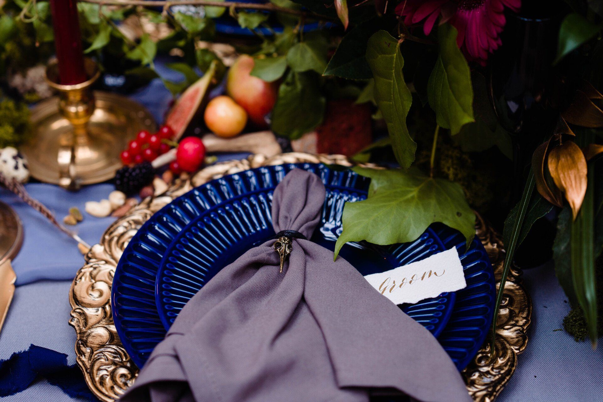 Blue event place settings