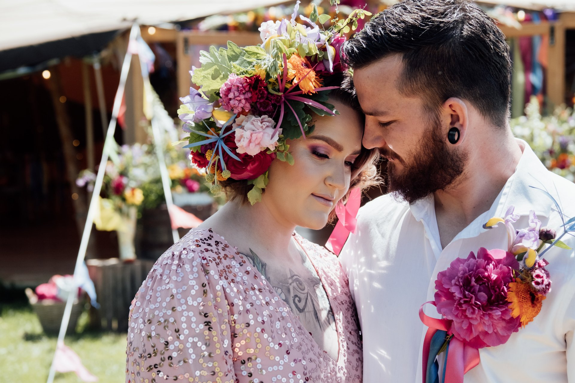 Colourful wedding flowers