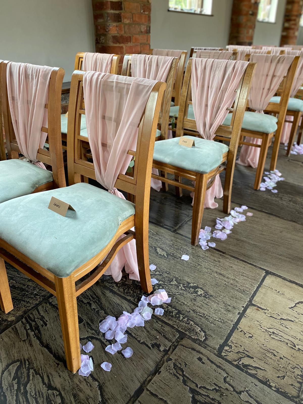Rose petals for wedding aisle