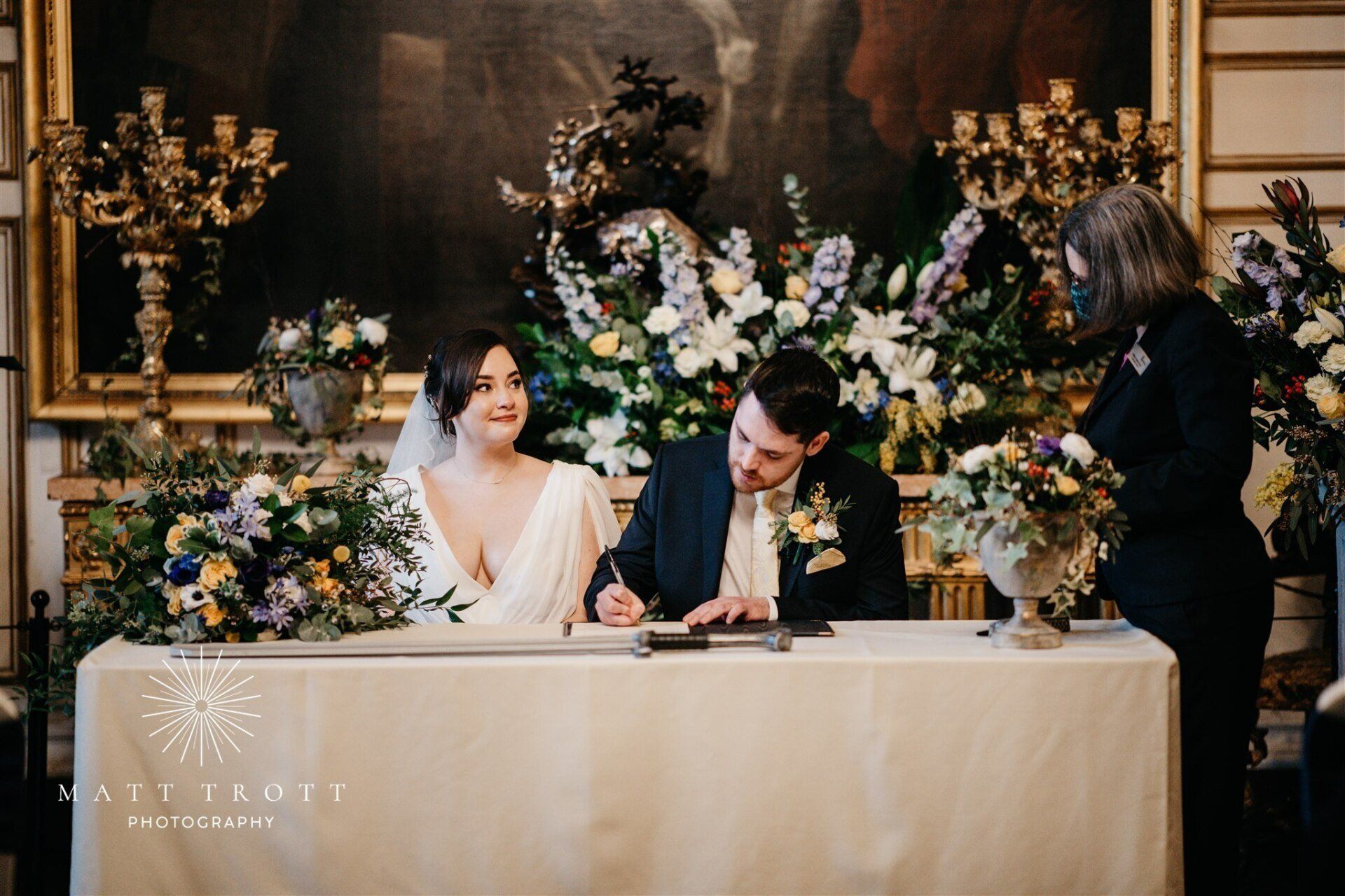 Navy, Yellow and White Wedding flower Ideas