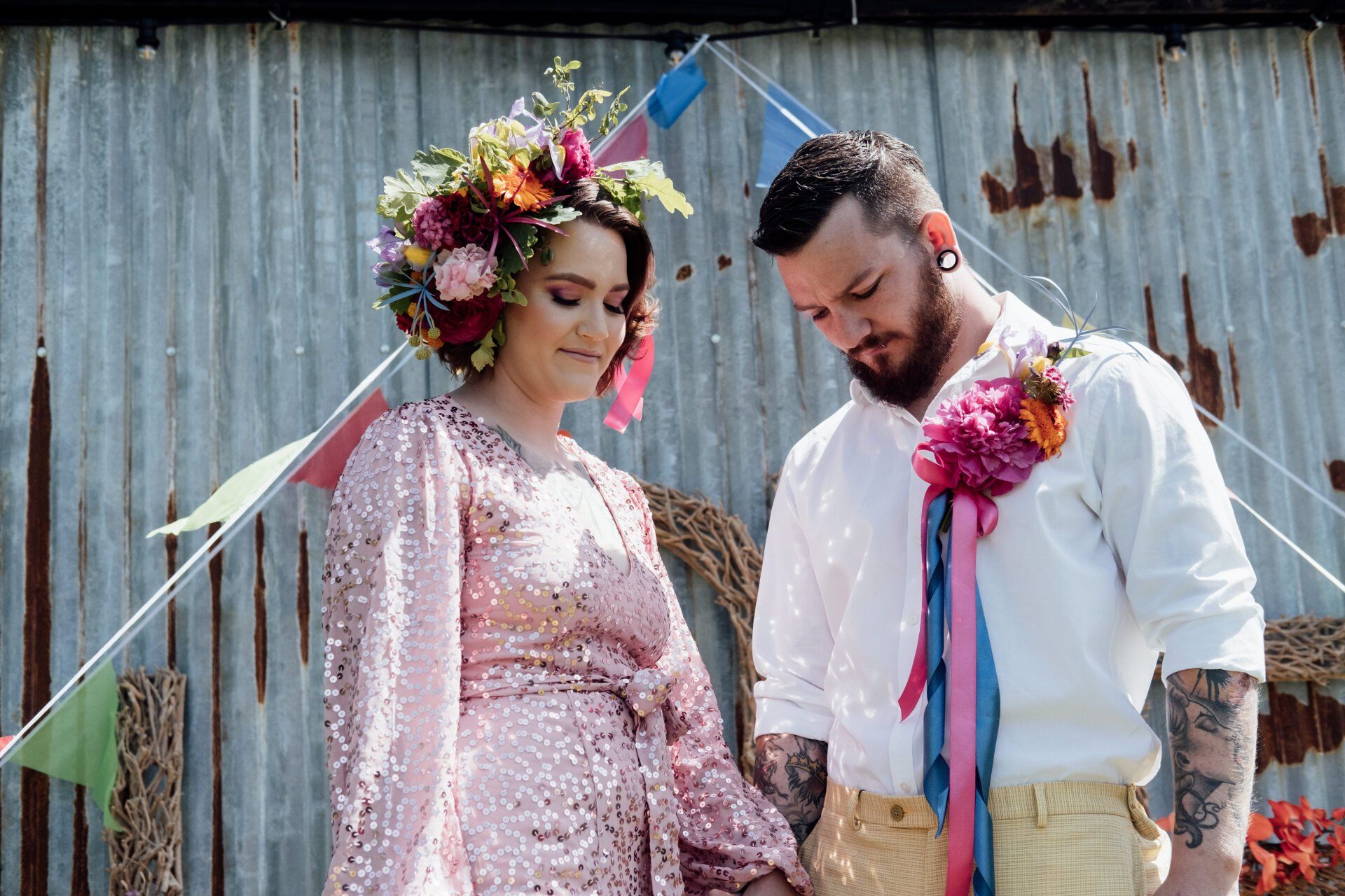 Colourful flowers outdoor wedding ceremony ideas