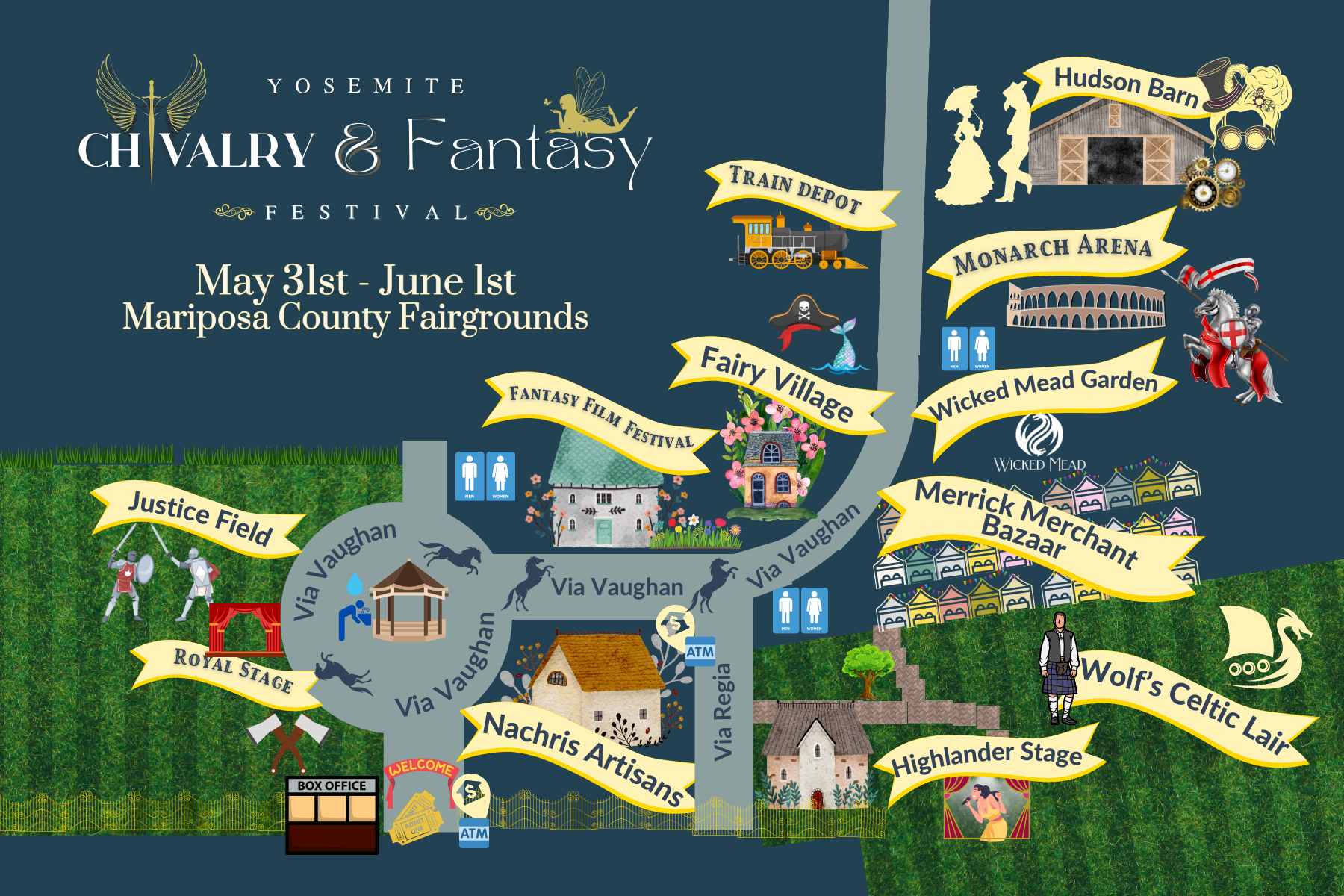 A map for the yosemite chivalry and fantasy festival