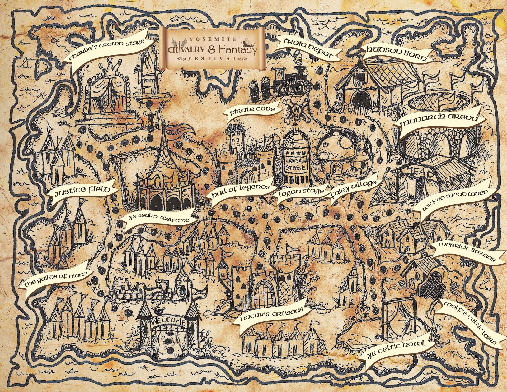 A map for the yosemite chivalry and fantasy festival