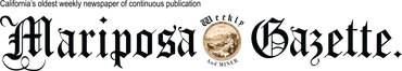 Logo of the Mariposa Gazette newspaper, featuring a crest and old English typeface.