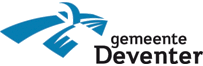 Blauw gestileerd logo voor de gemeente Deventer, Nederland.