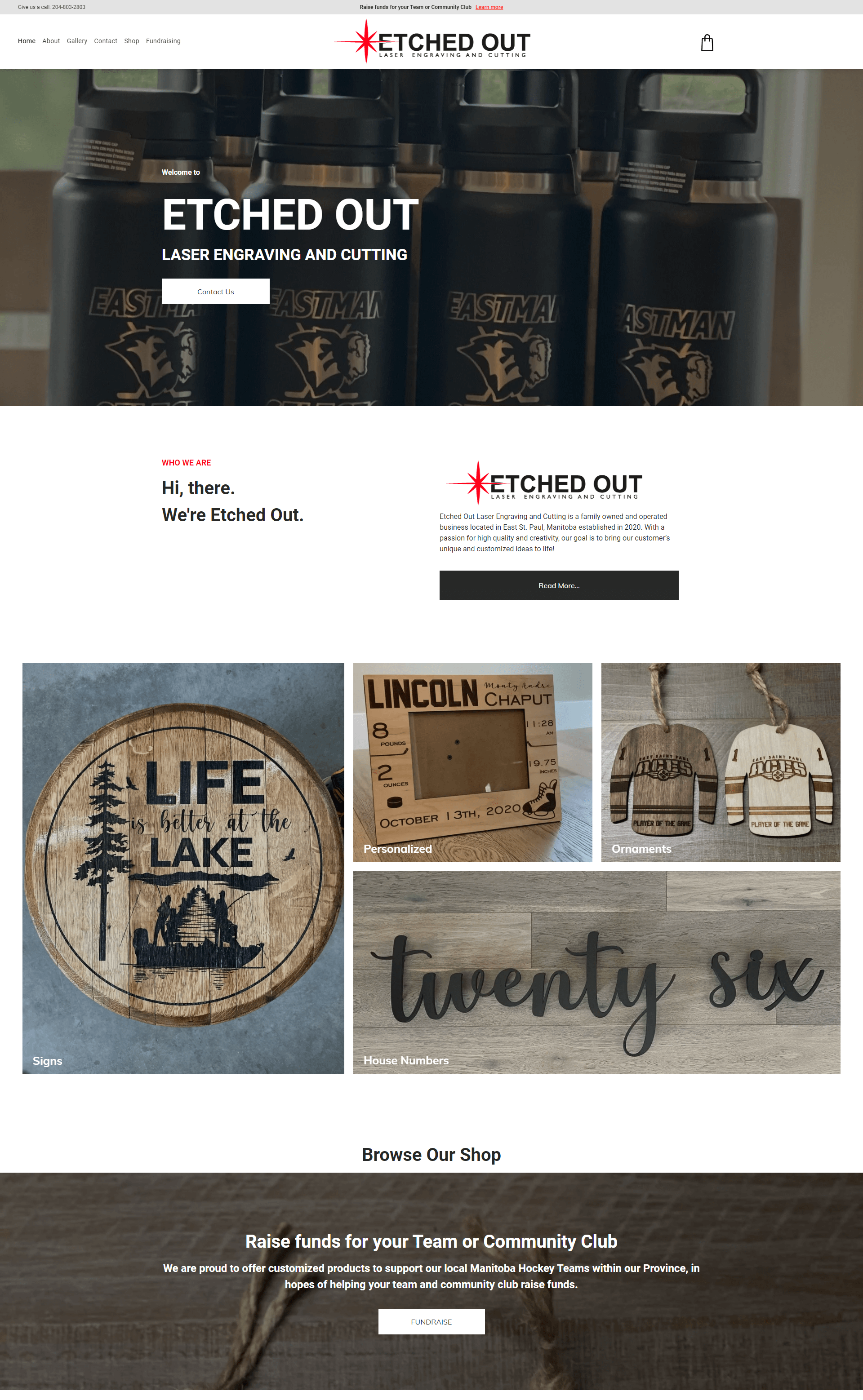 A screenshot of the etched out website.