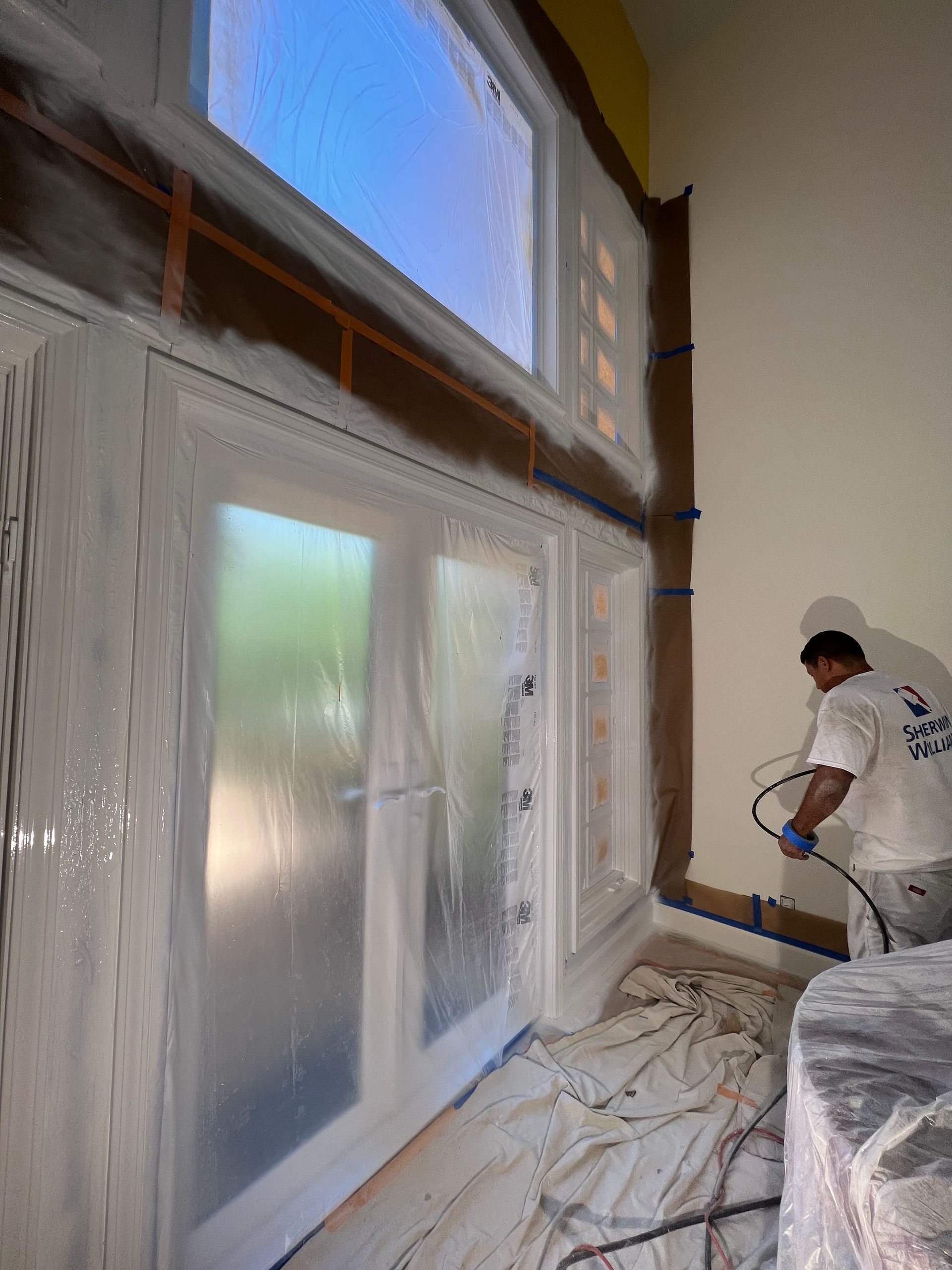 Condor Painting, interior project in window's trim recently sprayed, Calabasas, CA, Los Angeles