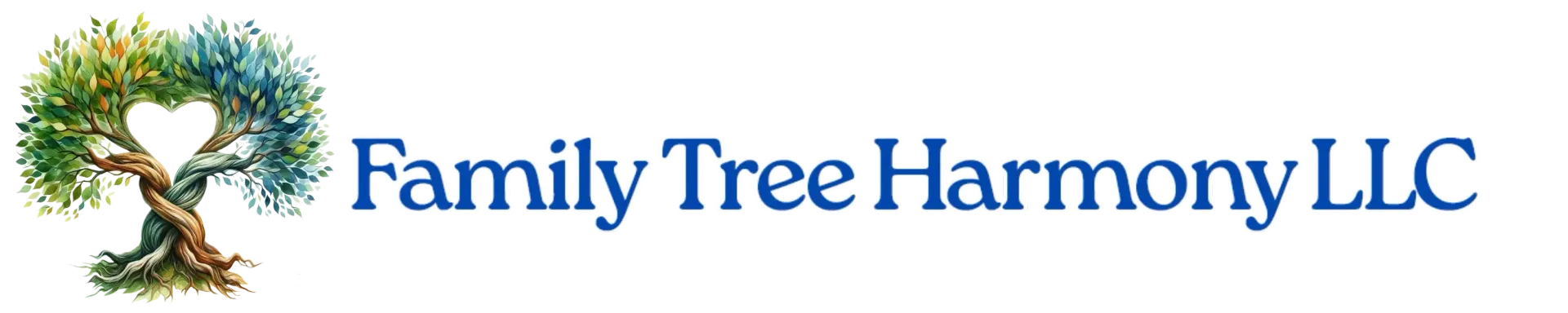 Logo of Family Tree Harmony LLC; a tree with a heart-shaped opening in the center.