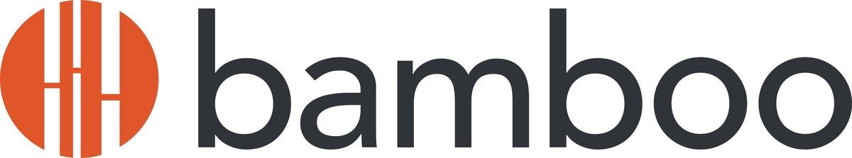 A close up of a bamboo logo on a white background.