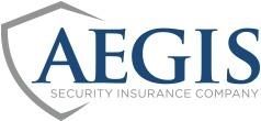 The aegis security insurance company logo has a shield on it.