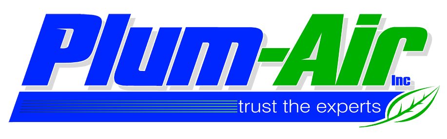 Plum-Air logo in blue and green with the tagline “trust the experts” and a leaf graphic