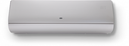 White wall-mounted air conditioner unit on a light gray background