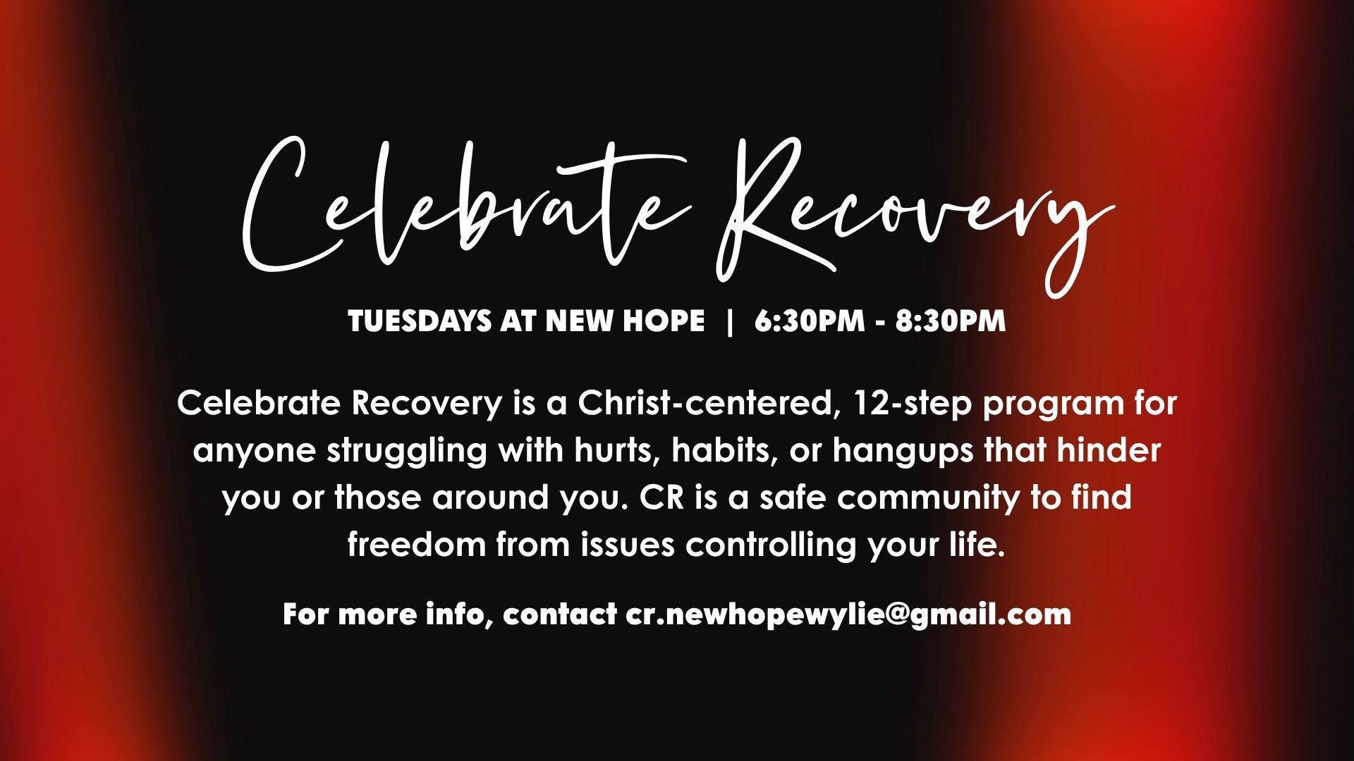 Celebrate Recovery is offered at New Hope Christian Church in Wylie, TX.