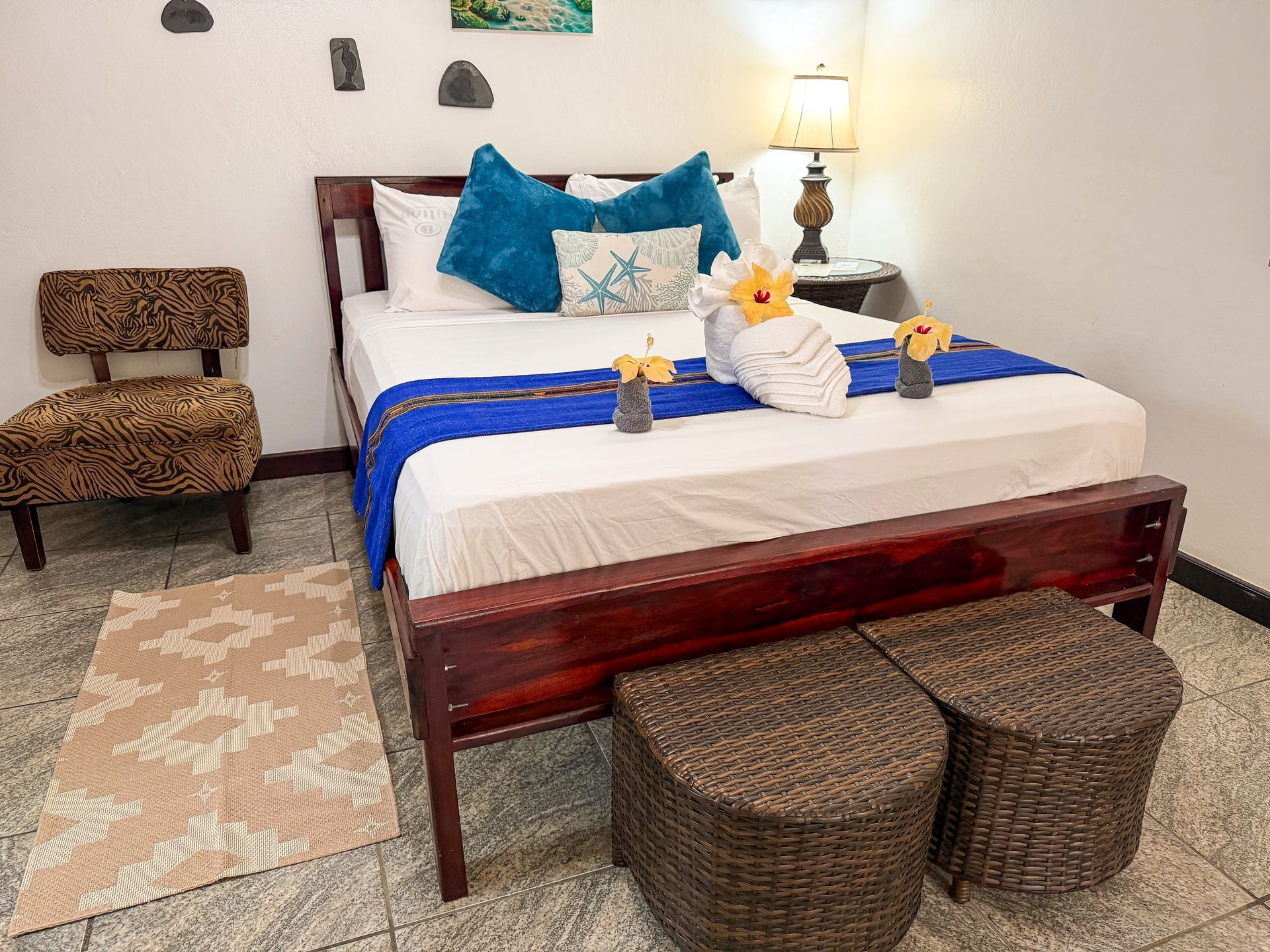 Bright and comfortable guest room interior at Caribbean Shores Bed & Breakfast in Hopkins Belize