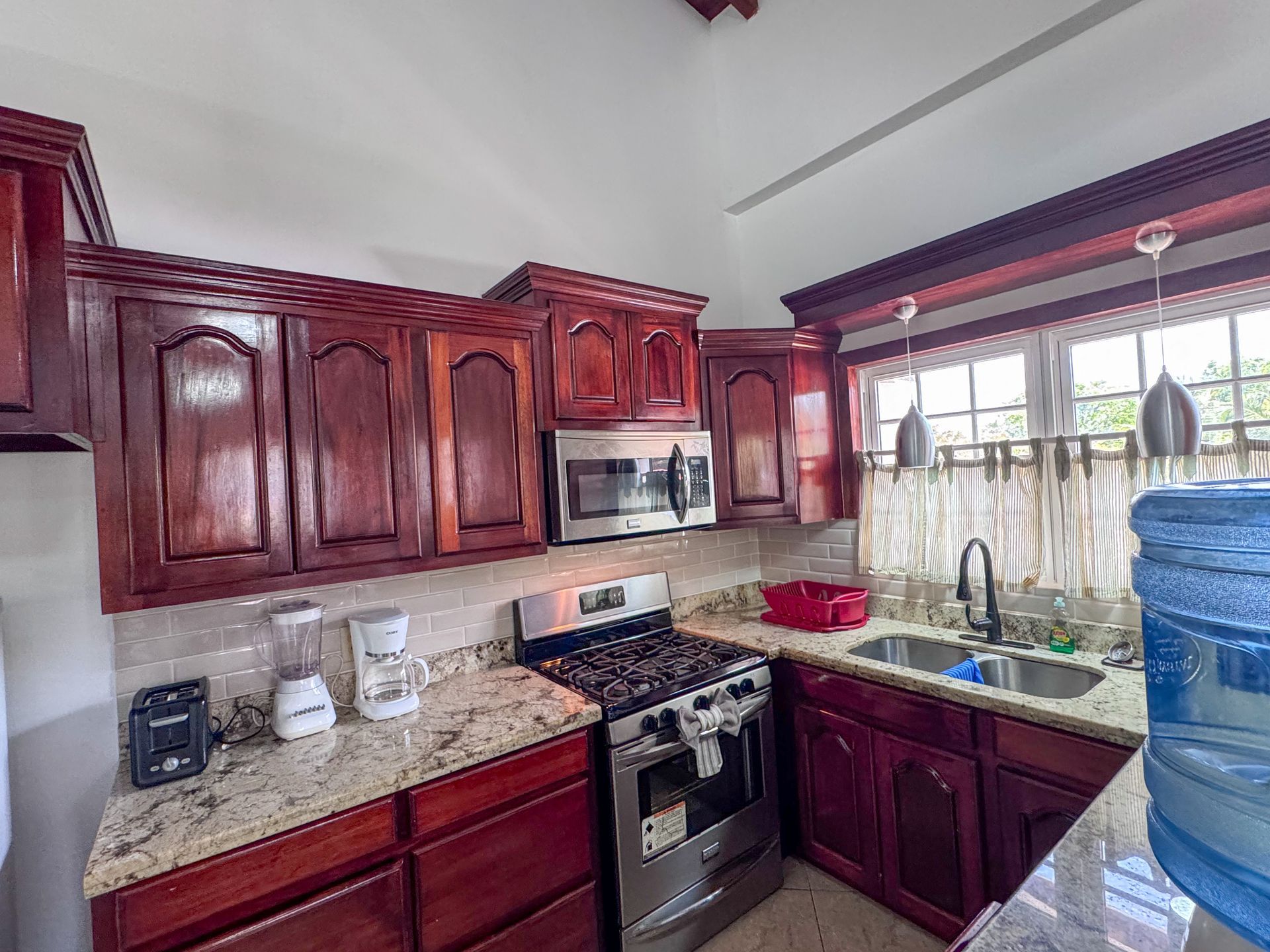 Fully equipped kitchenette in the studio apartment at Caribbean Shores Bed & Breakfast, Hopkins Belize