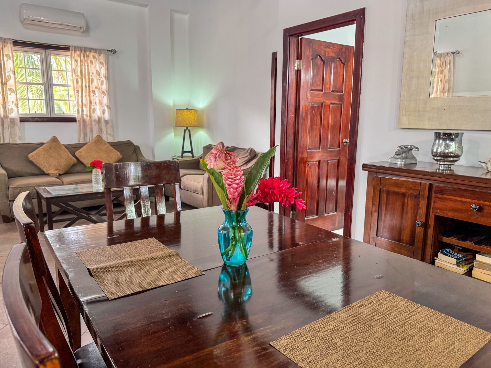 Dining and living room, two bedroom accommodation in Hopkins Village 