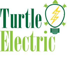 Turtle Electric logo with green text and a lightbulb lightning icon