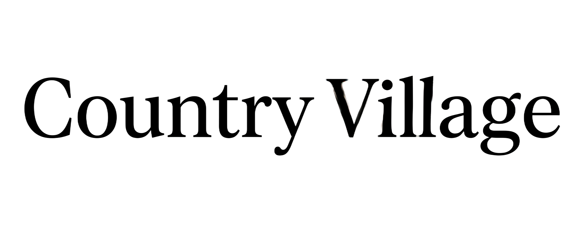 Black serif text reading “Country Village” on a white background