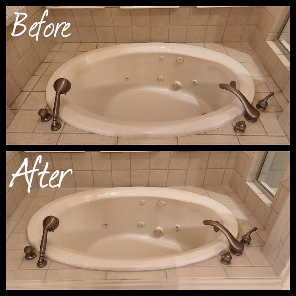 A before and after picture of a jacuzzi tub