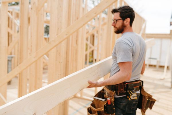 Alex MacDonald working hard on the construction site.