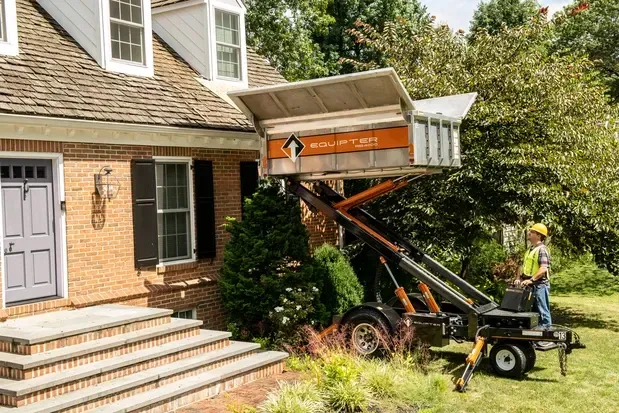 Shingle Roof Replacement tear off using the Equipter 4000 mobile debris container 