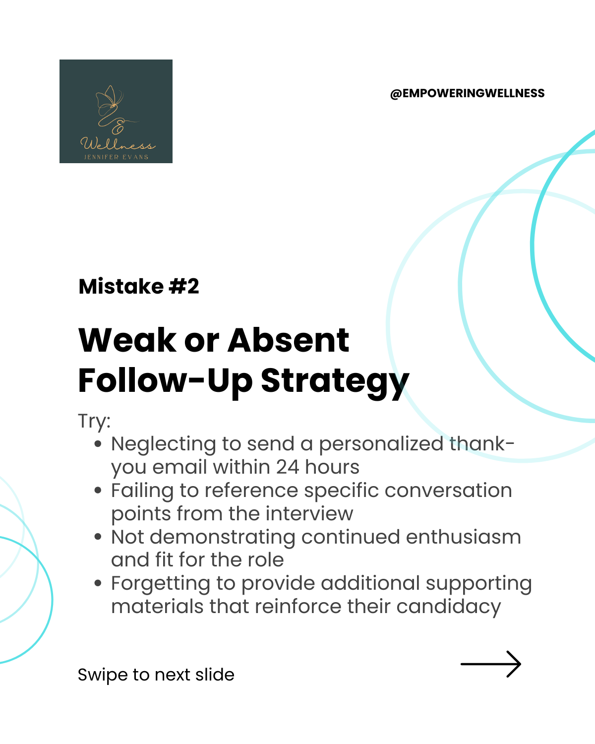 White graphic highlighting weak follow-up strategy, listing common mistakes in recruitment.