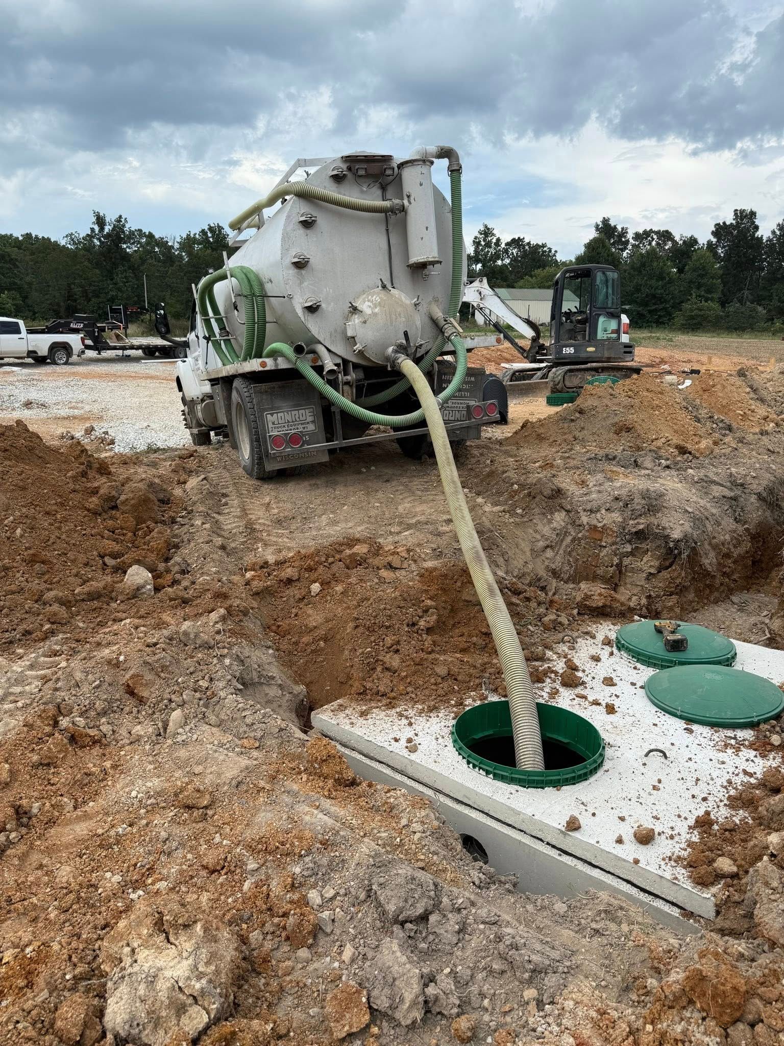 Inside look down septic tank during pumping process | Emergency septic services near Mansfield, MO