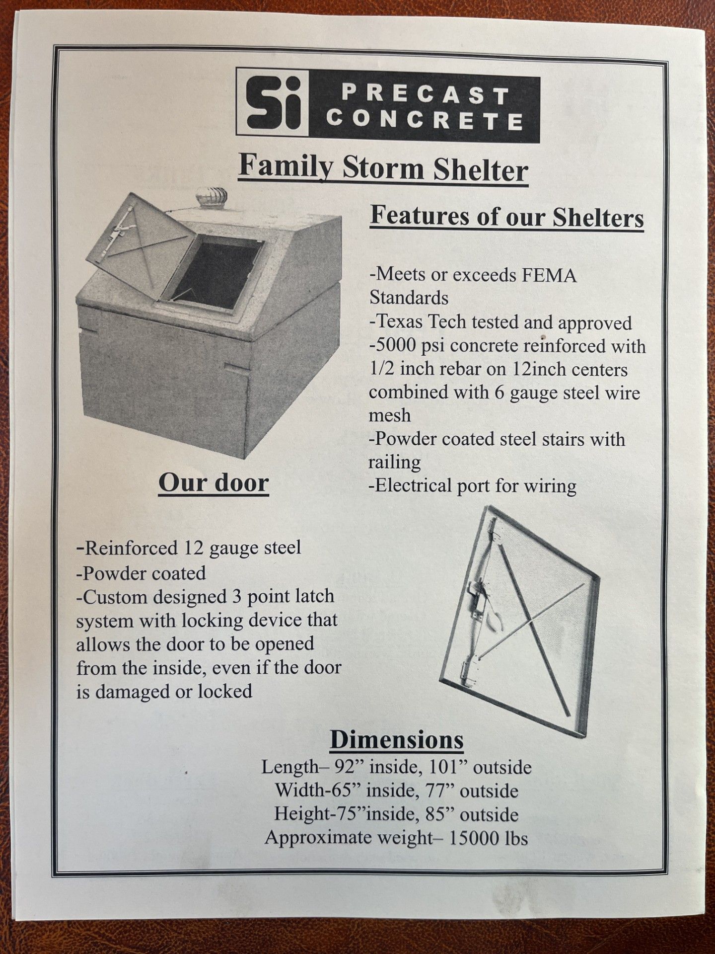 Long term durability with concrete storm shelters | Brochure for West Plains MO