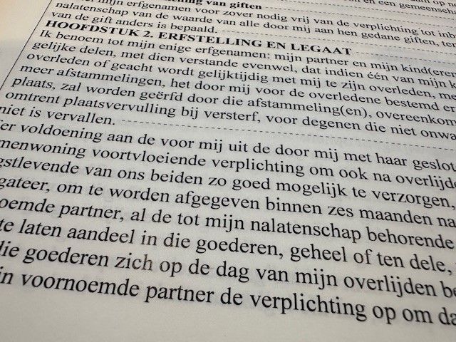 Een foto van een testament
