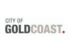 City of Gold Coast logo: gray text on white, pink dot.