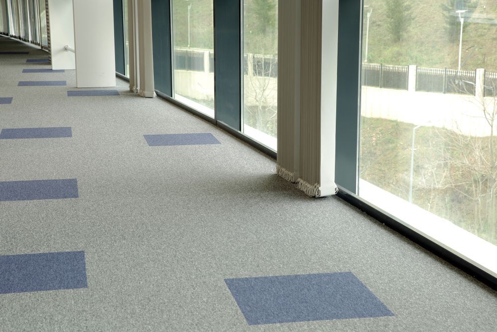 A Hallway With a Lot of Windows and a Carpeted Floor — Charmhaven Carpets In Charmhaven, NSW