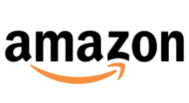 Amazon logo with black wordmark and orange smile arrow underneath