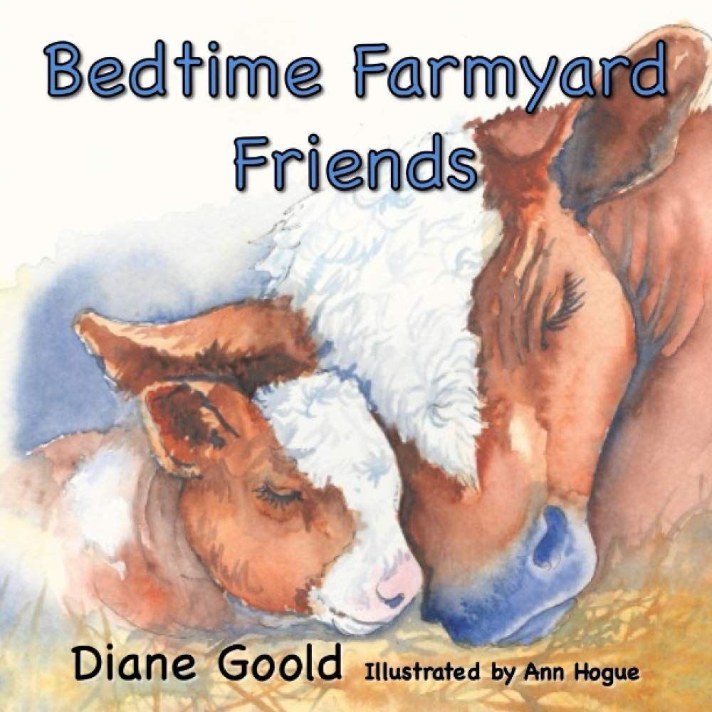 Cover of “Bedtime Farmyard Friends” showing two cozy sheep nuzzling together.