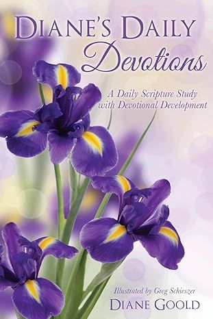 Book cover with purple iris flowers and the title “Diane’s Daily Devotions”