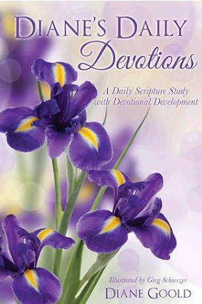 Book cover with purple irises titled “Diane’s Daily Devotions”