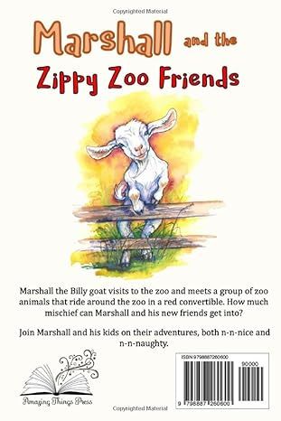 Book cover of “Marshall and the Zippy Zoo Friends” with a red car carrying zoo animals and a white dog in front.