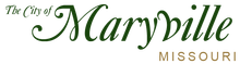 City of Maryville, Missouri logo in green script and gold text on a white background