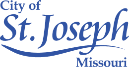 City of St. Joseph, Missouri logo in blue text with a curved blue underline