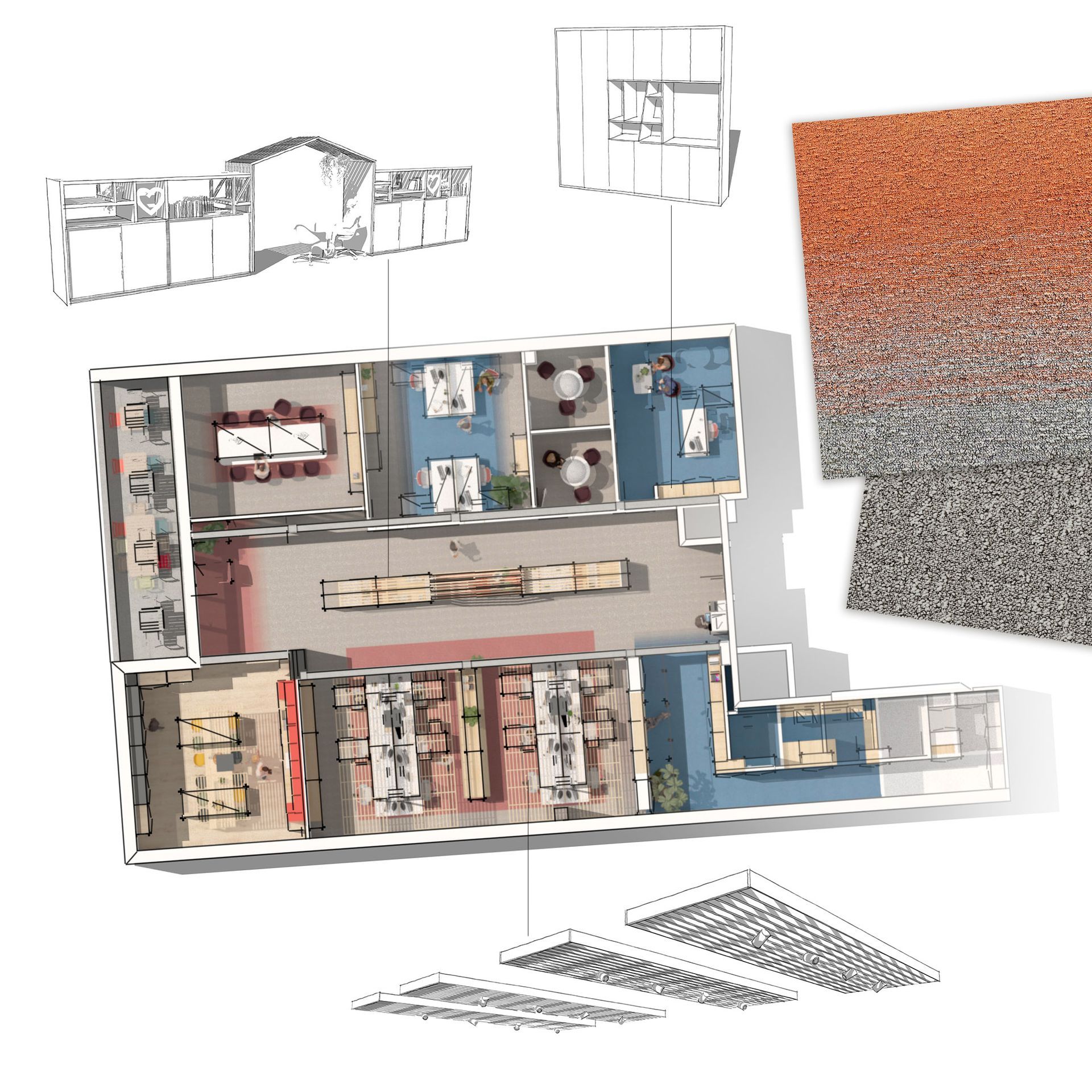Plan aménagement siège de l'entreprise Maisons Brand sur mesure 