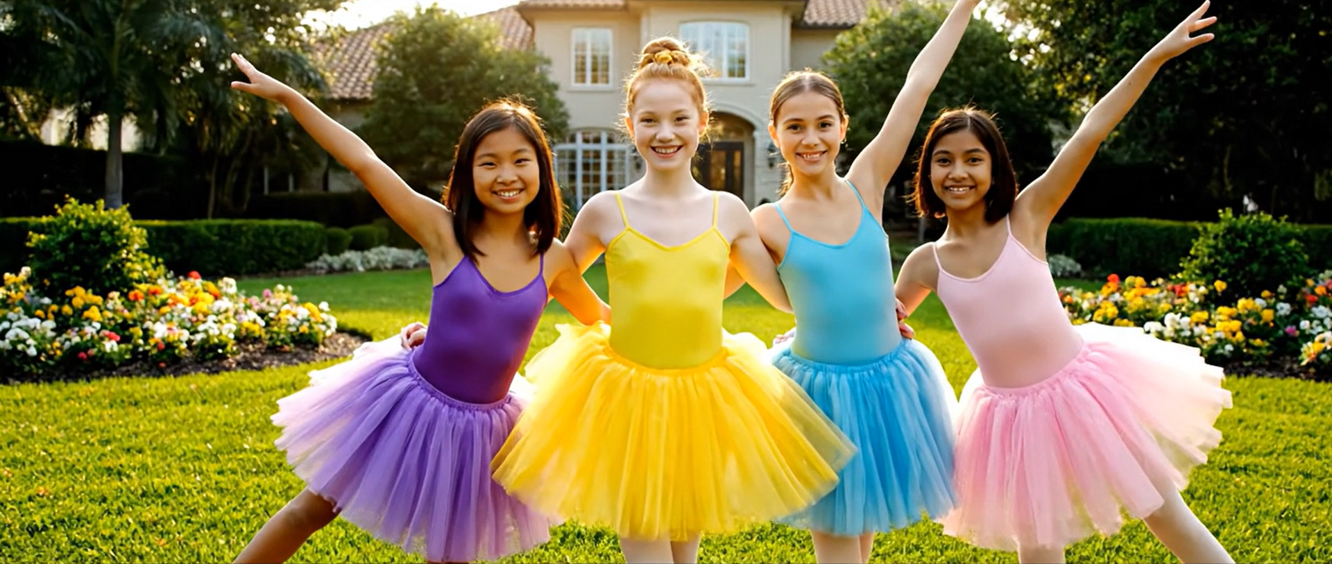 Five young women celebrating outdoors with sparklers and balloons.