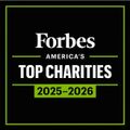 Forbes America’s Top Charities 2025-2026 logo in white and green on a black background