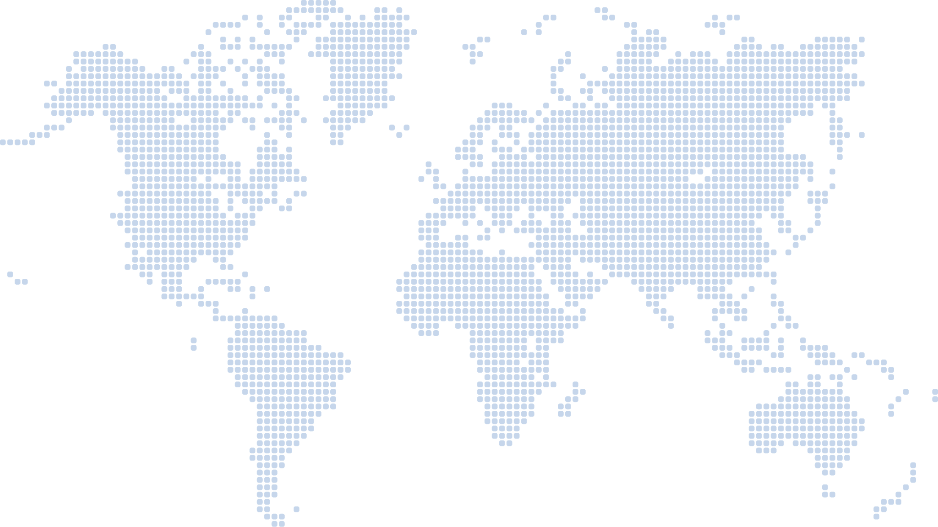 Light blue dotted world map on a white background