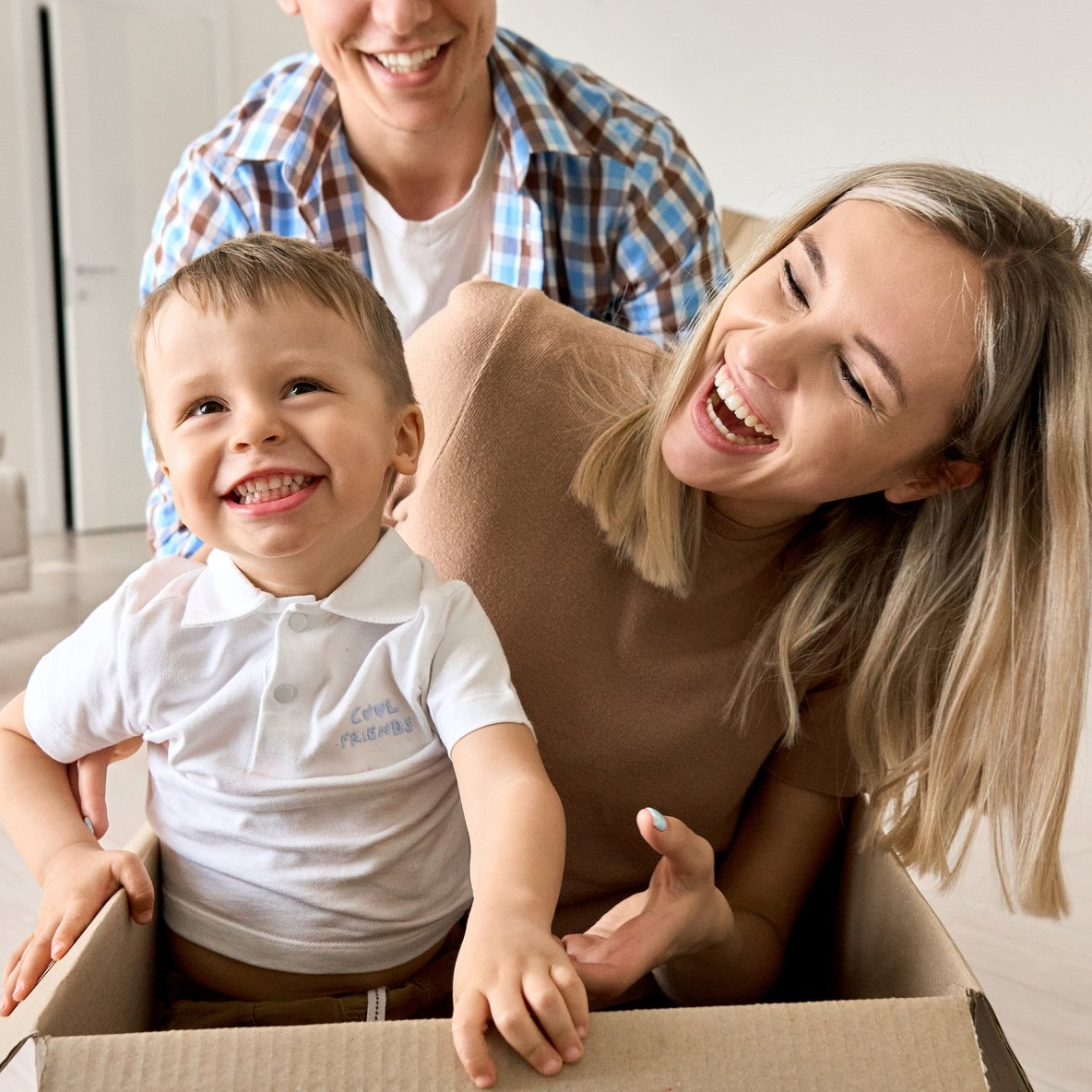 Happy family in their new house