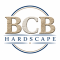 BCB Hardscape logo in beige and blue with circular outline